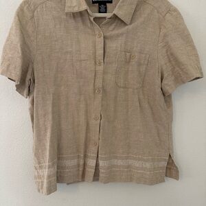 Norton McNaughton Beige Linen-Cotton Blend Shirt